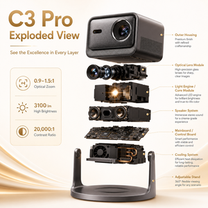 Nuovo Proiettore Laser 4K <span class=keywords><strong>C3</strong></span> Pro 2026, 3100 Lumen CVIA, Laser Tricolore, Zoom Ottico 1.67x, Auto Focus, Proiettore Home Theater - Product Image 1