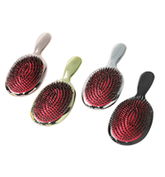 Brosse classique de lissage à coussin ovale brillant, poils de sanglier naturels avec plumes en Nylon, nettoyeur de brosse à cheveux LPC2