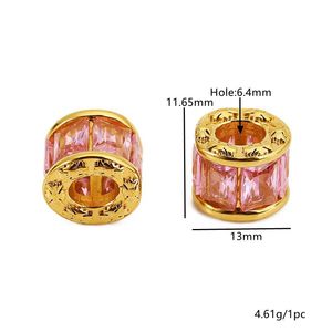 Perles entretoises en cristal rose plaqué or 18 carats, trou large de 13 mm, pour la fabrication de bracelets - Product Image 1