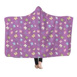 Stampa a sublimazione personalizzata in velluto di cristallo per dormire coperte indossabili Dropshipping <span class=keywords><strong>mantello</strong></span> con cappuccio coperta per adulto - Product Image 1