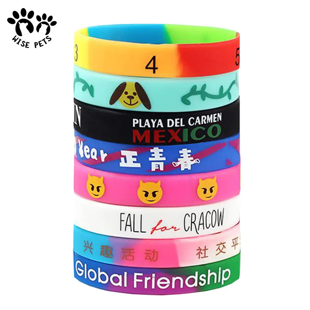 Manufacturer Sport Rubber Bracelets Silk Screen Printed Silicone Wristband Colorful Silicon Bracelet wrist band with custom logo