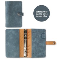 Carnet à anneaux A6 en cuir PU Macaron, organiseur de cartes, rechargeable, journal à feuilles mobiles