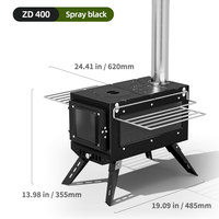 Poêle à bois pliable pour le camping en plein air, multifonctionnel, pour le chauffage de la tente, la cuisson, avec pieds amovibles et gril latéral
