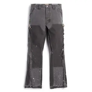 Pantaloni a zampa da uomo Vintage 100 cotone invecchiato carpentiere impilati Jeans uomo OEM