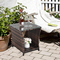 Table d'appoint en osier de design moderne pour l'extérieur, table de rangement pour patio, balcon, véranda, terrasse