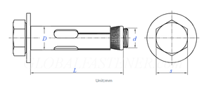 Koolstofstaal industriële constructie wigankerbout ISO-norm verzinkt M6 draad - Product Image 2