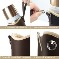 Couvercle de manchon de bouteille en néoprène thermorétractable isolé avec logo personnalisé, pochette de sac de bouteille d'eau refroidisseur de canette de bière étanche avec poignée à sangle