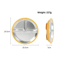 Nouvelle assiette ronde en silicone écologique moderne, motif uni, 20 cm, 4 ventouses, ensemble de vaisselle pour bébé