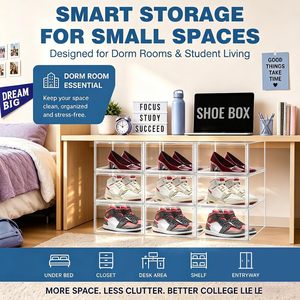 Clear Magnet <b>Plastic</b> Shoe Boxes Drop Front Shoe Storage <b>Box</b> Custom Transparent <b>Display</b> Stackable Case Single Tier - Product Image 2