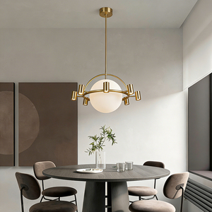 9 Bulbs Copper Customizable Brass <b>Ceiling</b> Pendant <b>Light</b> Spotlight Surface Mounted <b>Round</b> Hotel Lobby Decor Villa Pendant - Product Image 2