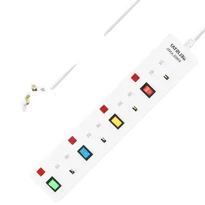 Colorful UK Power Strip 4-PORT Group Extension Power Socket Suitable For UK Type Plugs
