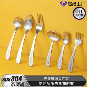 Juego de Cubiertos de Mimbre con Diseño de Cara Sonriente, Acero Inoxidable 304, Cubiertos Infantiles para Comer, Diseño de Dibujos Animados, Grado Alimenticio - Product Image 4