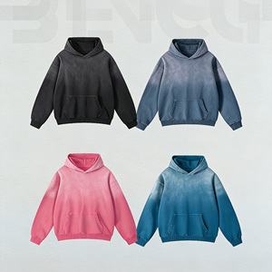 Trendy Acid Wash 100% Cotton Hooded Sweatshirt 3D Embroidery Custom Logo Vintage Style <b>Men's</b> Eco-Friendly Autumn Soft Breathable - Product Image 4