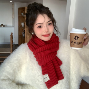 Bufanda de Punto de Invierno para Mujer - Color Puro, Cálida, Transpirable y Ligera, Elegante y Fácil de Combinar - Product Image 1