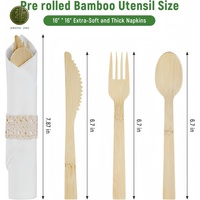 Juego de Cubiertos Desechables de Bambú Ecológicos con Logotipo Personalizado, Cuchillo, Tenedor y Cuchara Biodegradables para Restaurante, Paquete Individual, Venta al por Mayor