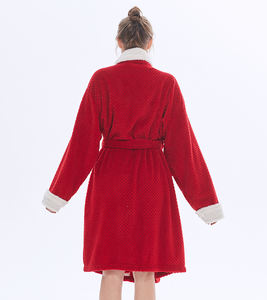 Fabrikneuer, gemütlicher, warmer, einfarbiger Winter-Bademantel – Übergroßer, dicker Plüsch-Schlafanzug-Bademantel aus Flanell-<span class=keywords><strong>Fleece</strong></span> im eleganten europäischen Stil - Product Image 6