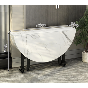 Mesa de jantar dobrável branca e moderna, alta qualidade, mármore redondo, mesa de jantar dobrável com centro rotativo - Product Image 4