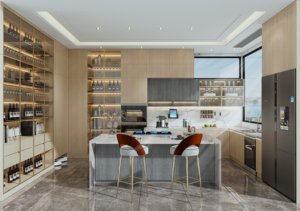 Armadio da cucina personalizzato completo di grande stile moderno isola mobili da cucina laccatura finitura legno armadio da cucina