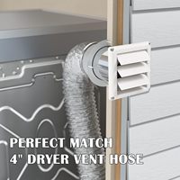 Grille de ventilation carrée en plastique pour sèche-linge, diamètre 4 pouces, montage mural, protection UV, installation facile, blanc (4 vis)