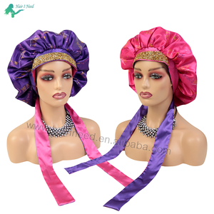 Vente en gros de bonnets avec logo personnalisé <span class=keywords><strong>bonnet</strong></span> de cravate en satin de soie pour tresse de cheveux <span class=keywords><strong>bonnet</strong></span> de tresse avec strass - Product Image 6