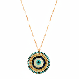 Bijoux tendance en plaqué or Rose 925K, pendentif à breloque du mauvais œil, collier de styliste, en argent - Product Image 2