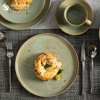Offre Spéciale – Ensemble de Vaisselle en Céramique Style Nordique pour Restaurant, Écologique, en Porcelaine Émaillée Verte Cuite au Four, Compatible Micro-ondes, Idéal Hôtellerie
