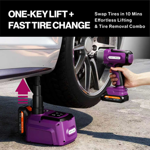 رافعة هيدروليكية كهربائية محمولة سريعة تعمل بالبطارية 12 فولت مع تحكم عن بعد لاسلكي، قدرة 5 طن وارتفاع 53 سم، مع طقم مفتاح ربط وإضاءة LED لرفع السيارات - Product Image 2