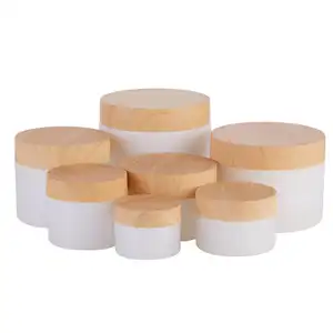 wholesale full range size 200g 250g double wall bamboo printing lid cream plastic jar