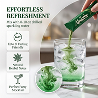 WELLBODY Préparation instantanée en poudre saveur Absinthe, sans alcool, 0 sucre, 0 glucides, pour cocktails sans alcool de fête, 30 bâtonnets, 150g, OEM/ODM