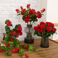 3 Model Bunga Geranium Merah Buatan 42/68/86cm, Tanaman Rambat Geranium Gantung, Buket Geranium Palsu untuk Dekorasi Rumah, Taman, dan Luar Ruangan