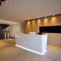 Bureau Avant Réception Moderne Compteur Conception Meilleur Custom Taille Surface Solide Acrylique Led Logo Blanc Bureau Bureau D'accueil