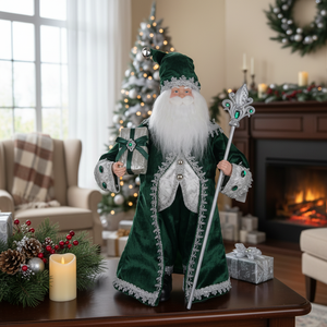 Customized Design Hotel Desktop High End Unusual Velvet Kerst Santa Clause Crafts - Product Image 1