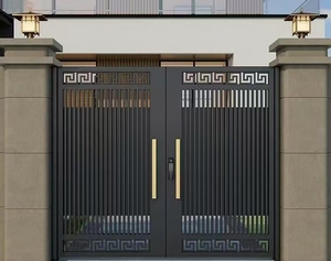 Puerta Corredera Automática de Metal de Diseño Moderno <span class=keywords><strong>para</strong></span> Entrada Principal, Puerta Telescópica Eléctrica <span class=keywords><strong>para</strong></span> Entrada de Vivienda, Puerta Exterior de Aluminio - Product Image 2