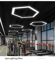 Suspension LED linéaire hexagonale 4FT 30W 40W, boîtier en tôle d'acier, éclairage commercial pour bureau
