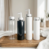Bouteille de shampoing transparente ronde en PET avec pompe, emballage cosmétique écologique personnalisé pour shampoing