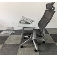 Chaise PC de bureau en maille à dossier haut avec table à bras amovible et repose-pieds Chaise de bureau en maille de luxe pour ingénieur