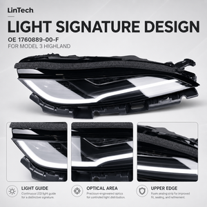 ไฟหน้า LED ของ LinTech Construction Direct OEM รุ่น High-Luminance หมายเลขชิ้นส่วน 1760889-00-F สำหรับ Model 3 จุดเด่นที่สำคัญในการขาย - Product Image 4