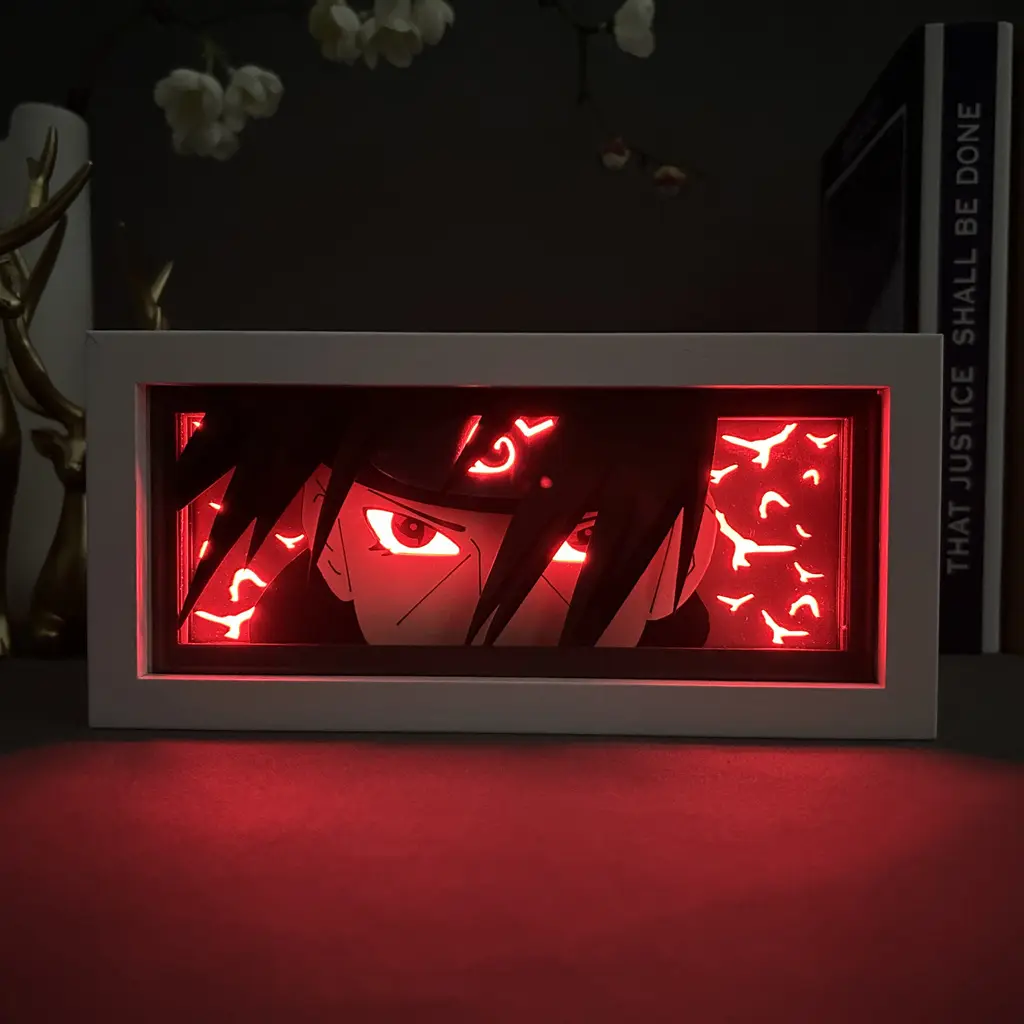 Anime Paper Cut LED Light Box fatto a mano Manga lampada ombra intaglio luce notturna lampada da tavolo per l'arredamento della camera