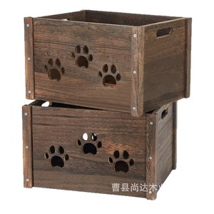 Wooden portable fruit and <b>vegetable</b> storage box, suitable for orchards, with dog paw pattern, for home use and children's snack - Product Image 5