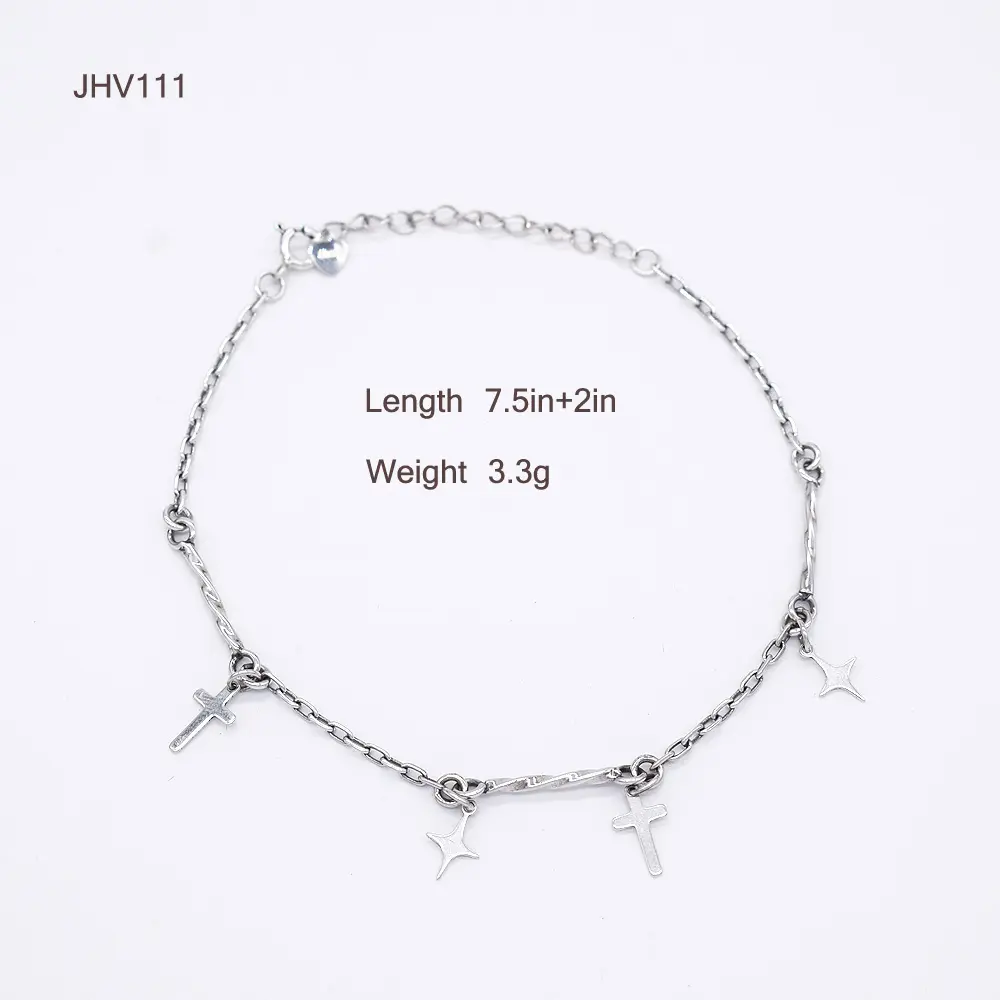 JHV111 925 silver wholesale Fashion star religious jewelry cross bracelet