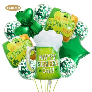YACHEN Saint St Patricks Day аксессуары для украшения 11 шт. Shamrock фольга, набор воздушных шаров для ирландской вечеринки