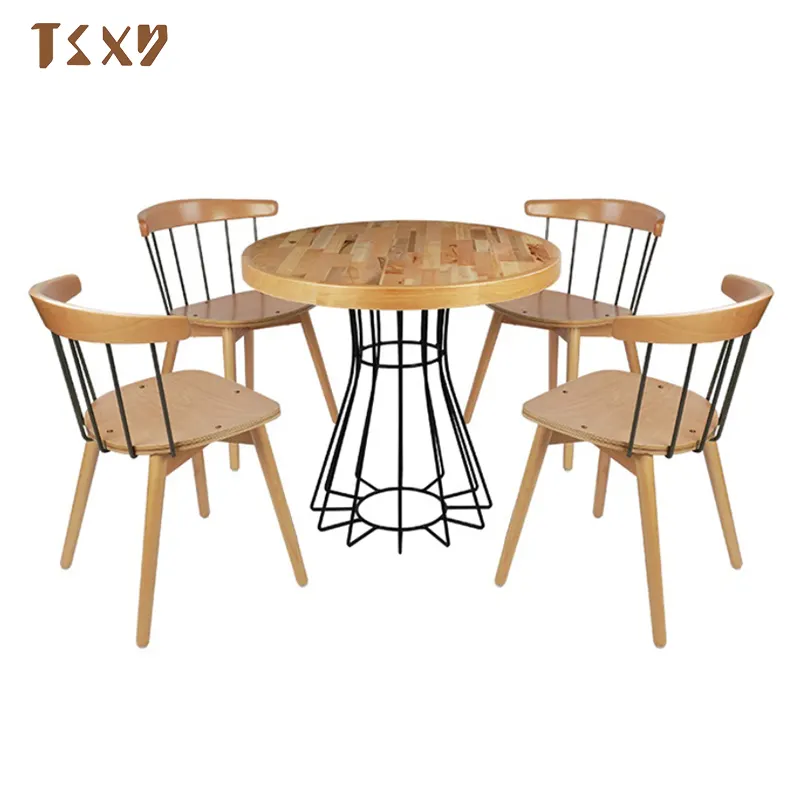 Fabrik preis Modernes kommerzielles Café Fast-Food-Restaurant Stühle und Tische aus Metall und Holz