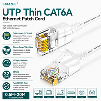 SAMZHE Kabel Patch Jaringan Cat6A Tipis Berlapis 10Gbps 32AWG UTP Tembaga Murni PVC Kabel Tipis Bulat Kabel Sambungan