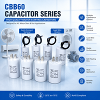Condensateur de démarrage de moteur AC CBB60 50uF de haute qualité pour compresseur de machine à laver, longue durée de vie, vente directe d'usine