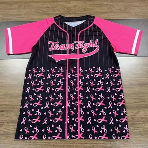PURE Pink Ribbon Team Club Trainingshirt voor jeugd honkbal, borstkanker bewustwording, prestatie training, honkbal shirts, uniformen - Product Image 4