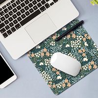 Tapis de souris carré à motif floral, base en caoutchouc antidérapante, lavable, 9,25x7,75 pouces, pour le bureau et les jeux