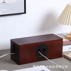 Caja organizadora de cables de escritorio de madera maciza de 35L con diseño de calavera para routers, regletas y enchufes - Product Image 3