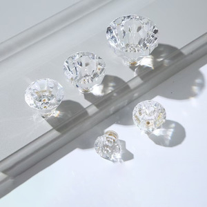 Acrylic <b>Crystal</b> Single-Hole Plastic Handle for Kitchen Cabinets and Dressers Plastic Drawer Wardrobe Door Furniture Accessory - Product Image 1