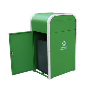 Outdoor Metal Garbage Container Trash Can Outside Garden Street Dog Poop Recycle Waste Bin Public Patio <strong>Galvanised</strong> Steel <strong>Dustbin</strong> - Product Image 3