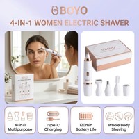 Rasoir électrique 4 en 1 pour femmes, étanche IPX4, 120 min, type C USB, tondeuse pour le corps, le visage, les sourcils, les jambes, la zone du bikini